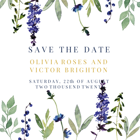 Blueberry chic | save the date kaart
