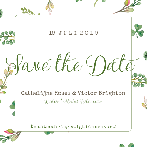 Trendy save the date in botanical stijl