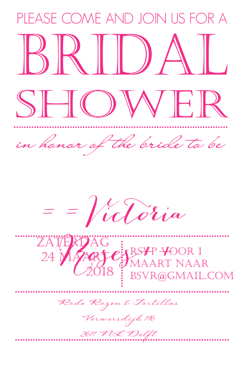 Bridal shower uitnodiging rose