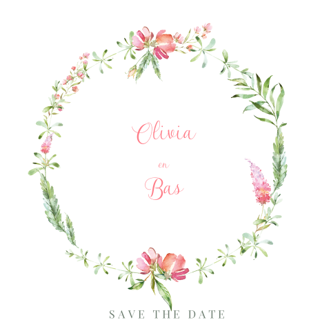 Chic chic chic | save the date kaart met bloemen en takjes