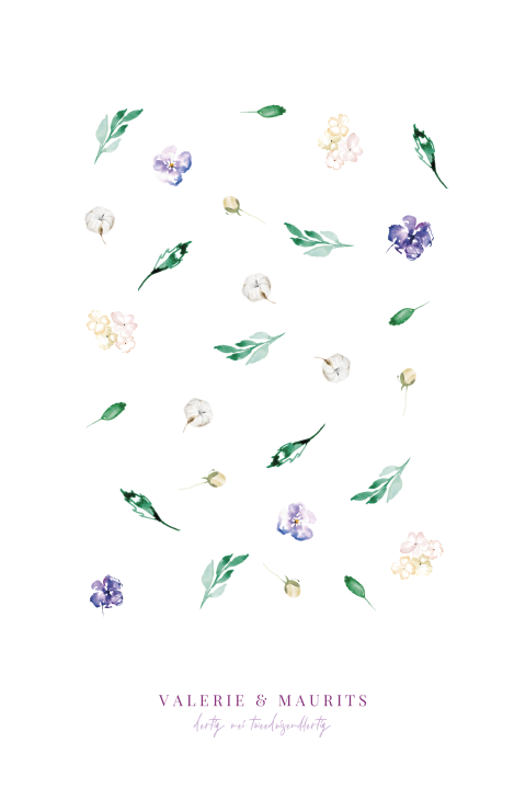 Stijlvolle trouwkaart met kleine bloemen