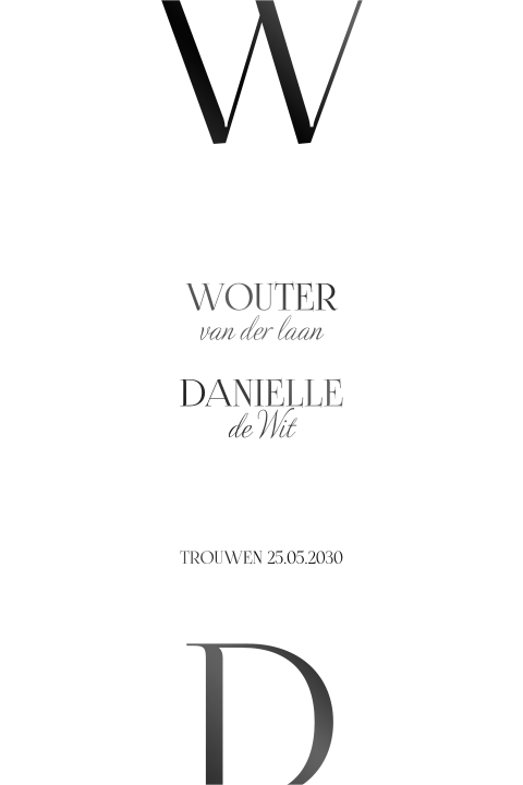 Moderne trouwkaart met tekst in zwarte folie