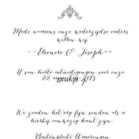 Klassieke en trendy trouwkaart met kalligrafie
