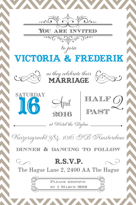 Trendy typografie trouwkaart!